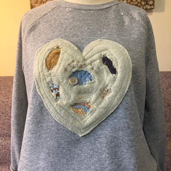 Reworked Tattered Heart Sweater.  Size 8 - Picture 1 of 6
